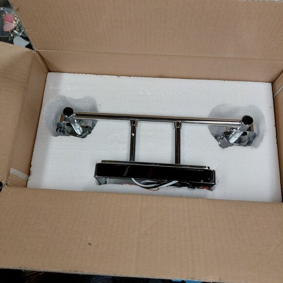 Studio Design Beck Chrm bathroom sink light fixture new silver tone extra bulbs - Picture 4 of 9